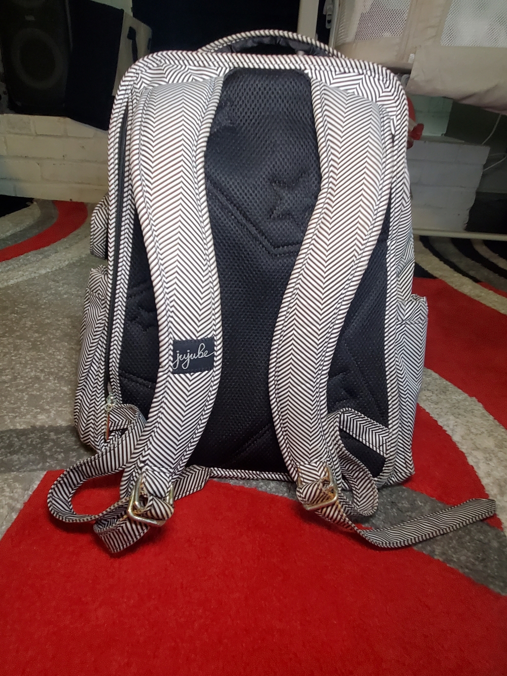 Ju-Ju-Be Black and White Chevron Backpack